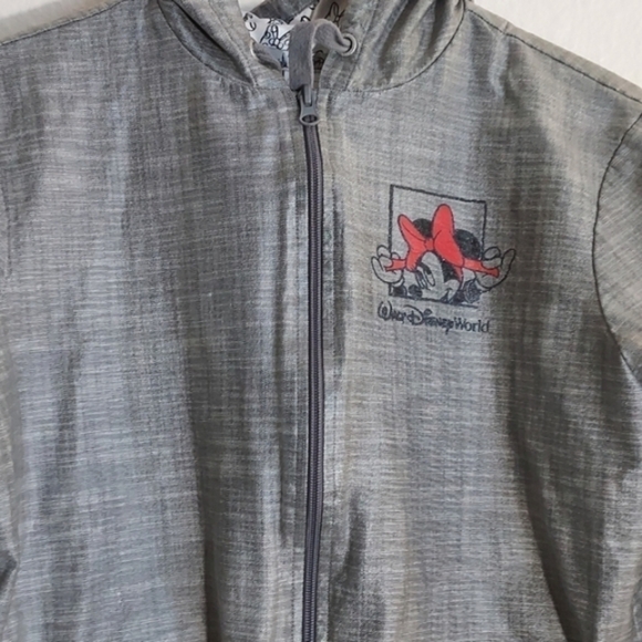 Disney World Minnie Mouse Rain Jacket Gray Glittery Logo Size Medium - Picture 3 of 15